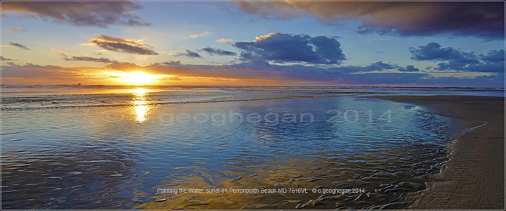 Painting on the Water, Perranporth Beach after Rain